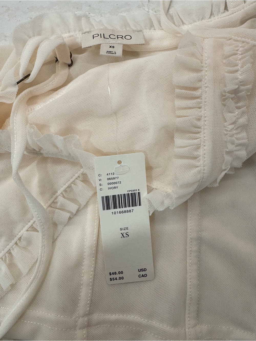 🤍🩰 NWT Pilcro Ivory Mesh Ruffle Corset Cami Top XS Anthropologie - Picture 7 of 7